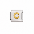 Gold Initial on Silver Charm C