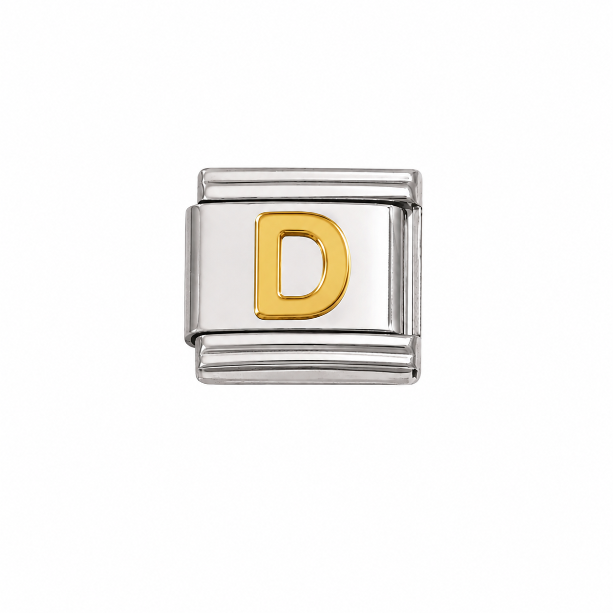 Gold Initial on Silver Charm D