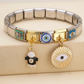 Gold & Silver Evil Eye Charm Italian Bracelet