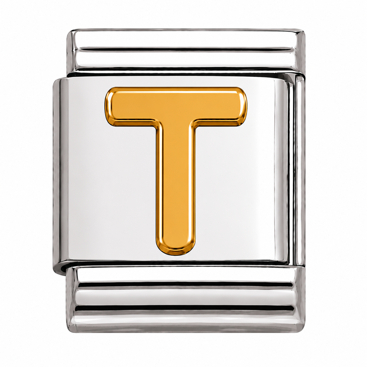Gold Initial on Silver Charm T