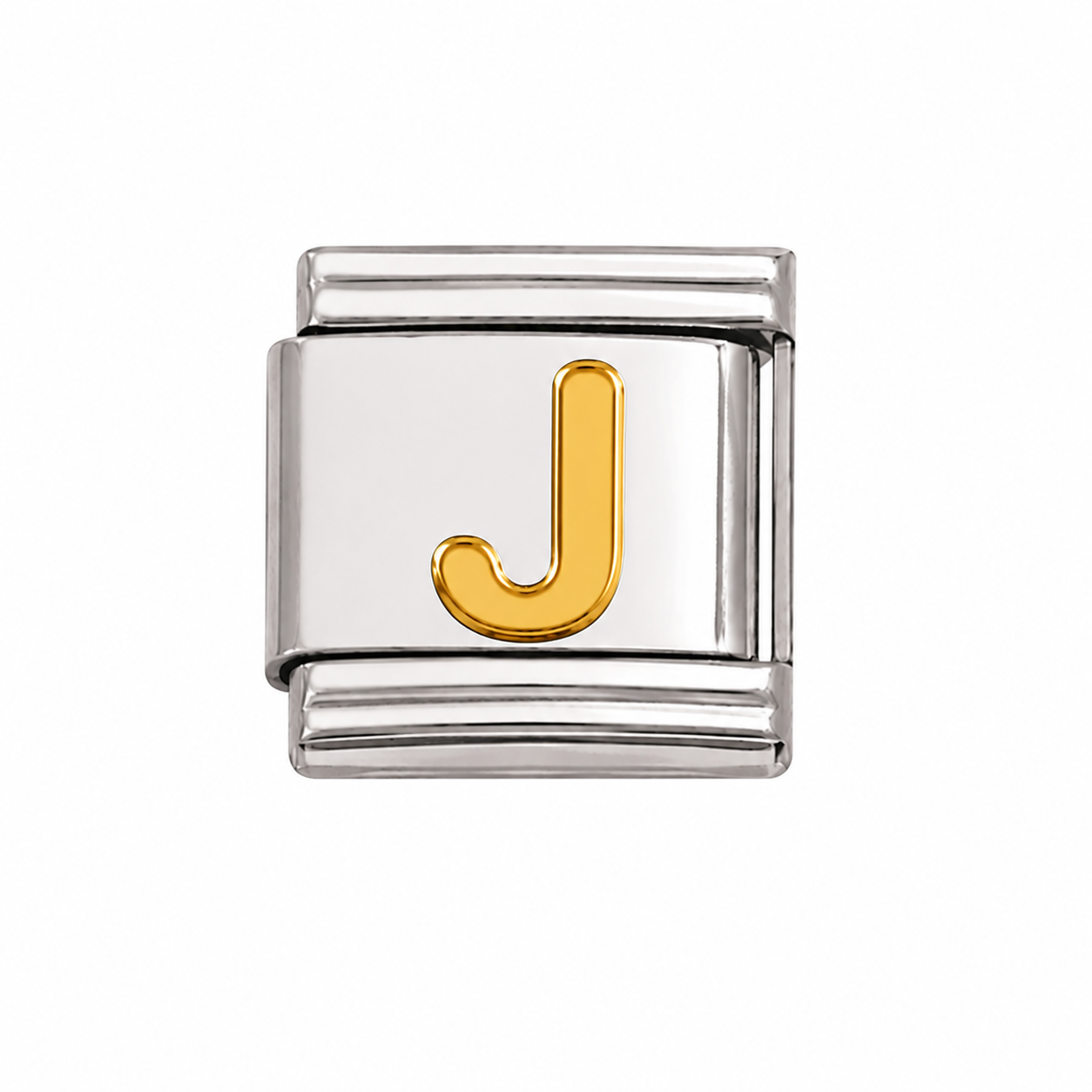 Gold Initial on Silver Charm J