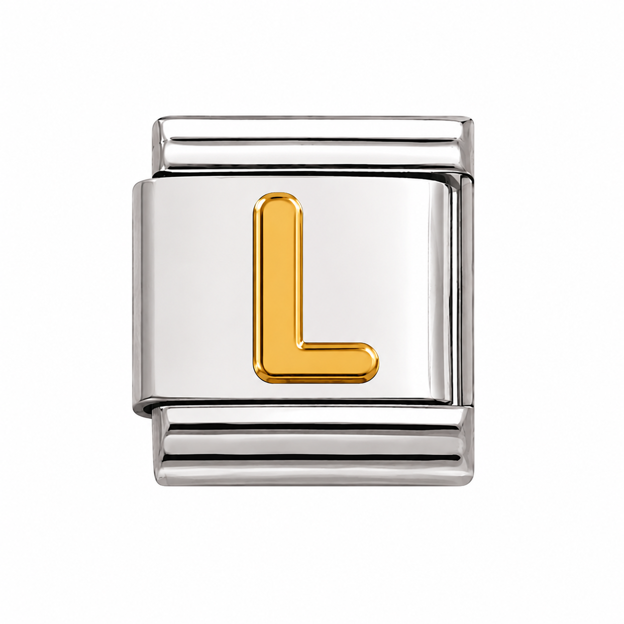 Gold Initial on Silver Charm L