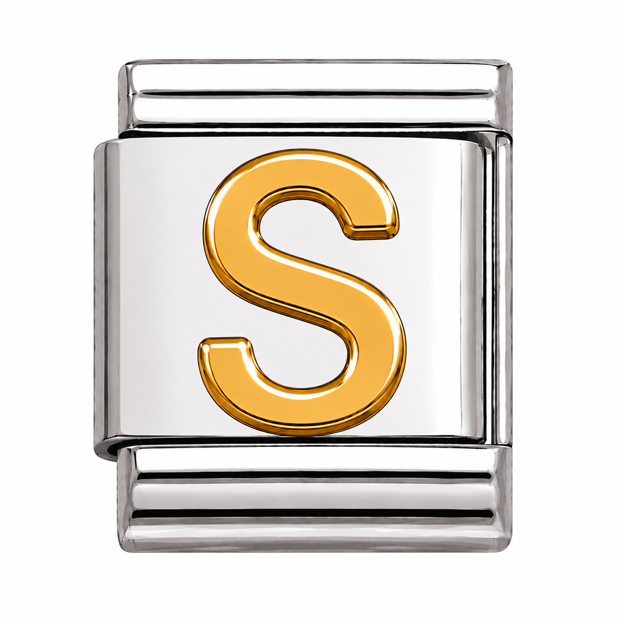 Gold Initial on Silver Charm S