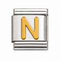 Gold Initial on Silver Charm N