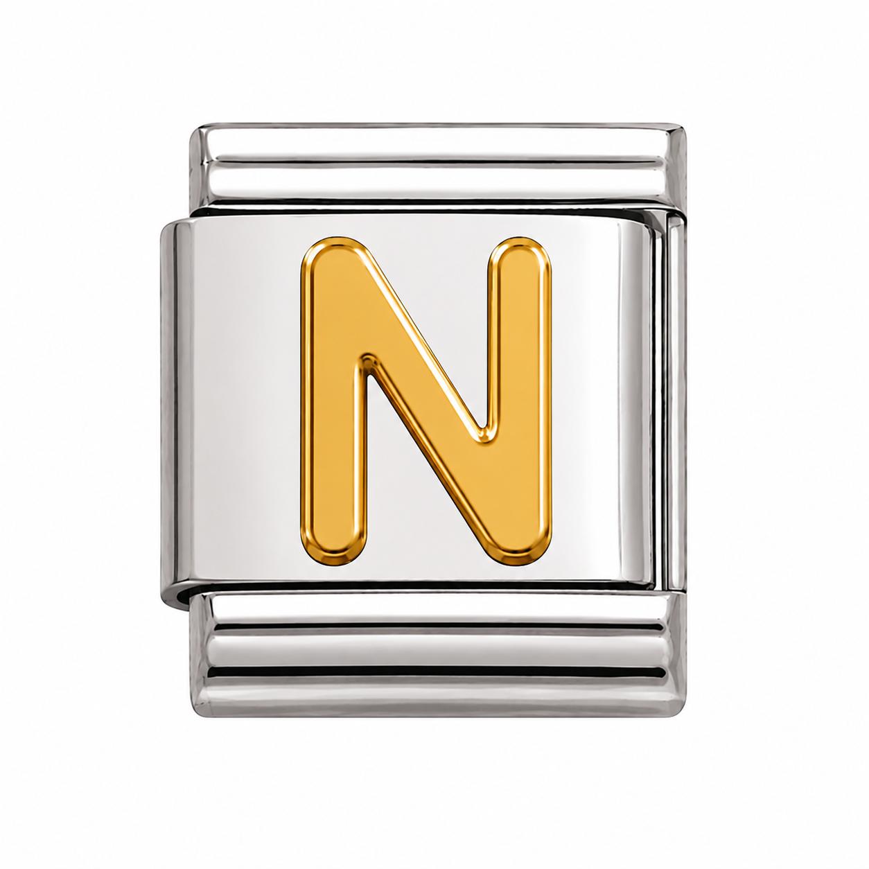 Gold Initial on Silver Charm N
