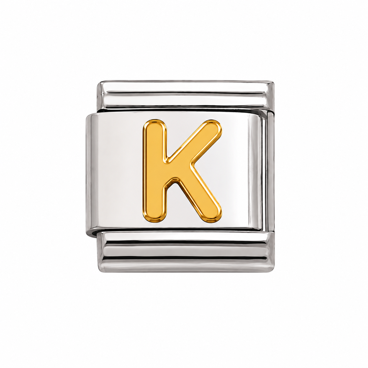 Gold Initial on Silver Charm K
