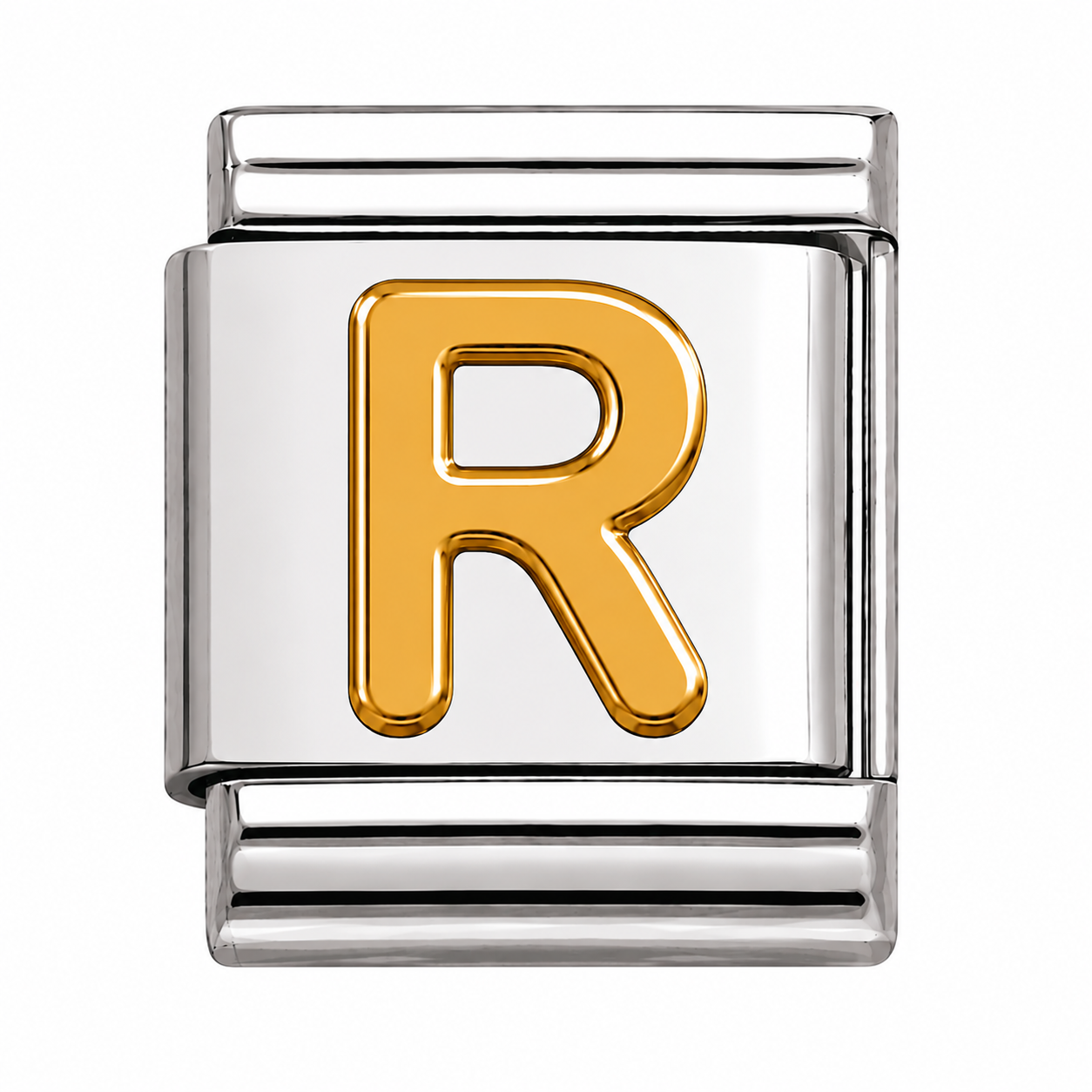 Gold Initial on Silver Charm R