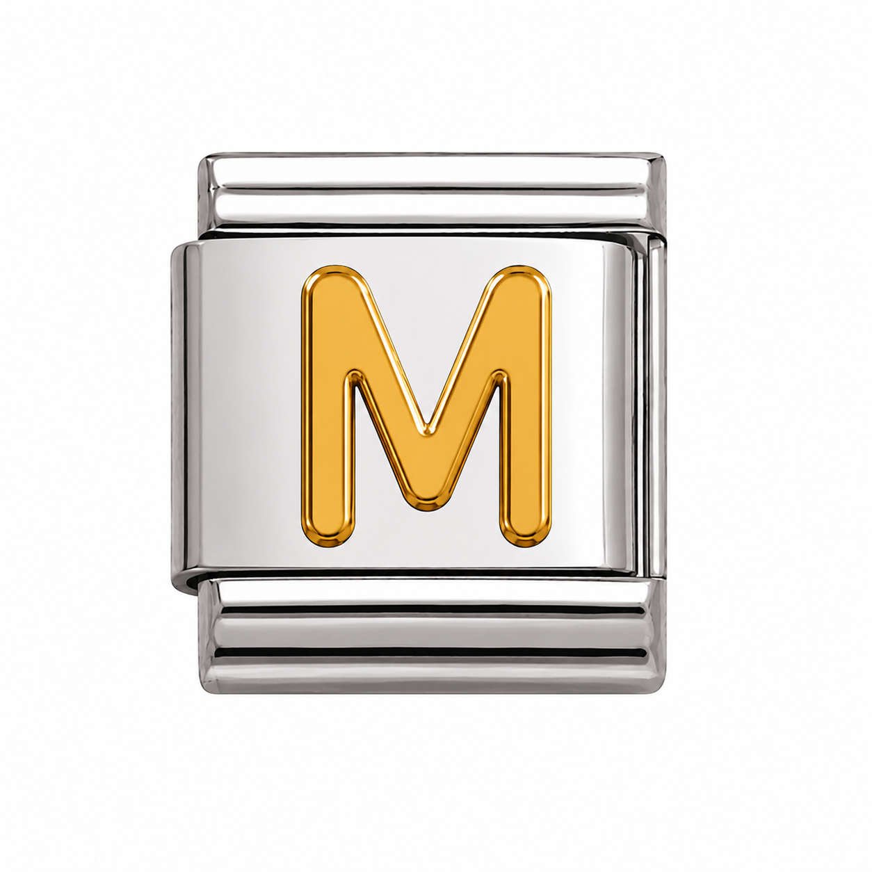 Gold Initial on Silver Charm M