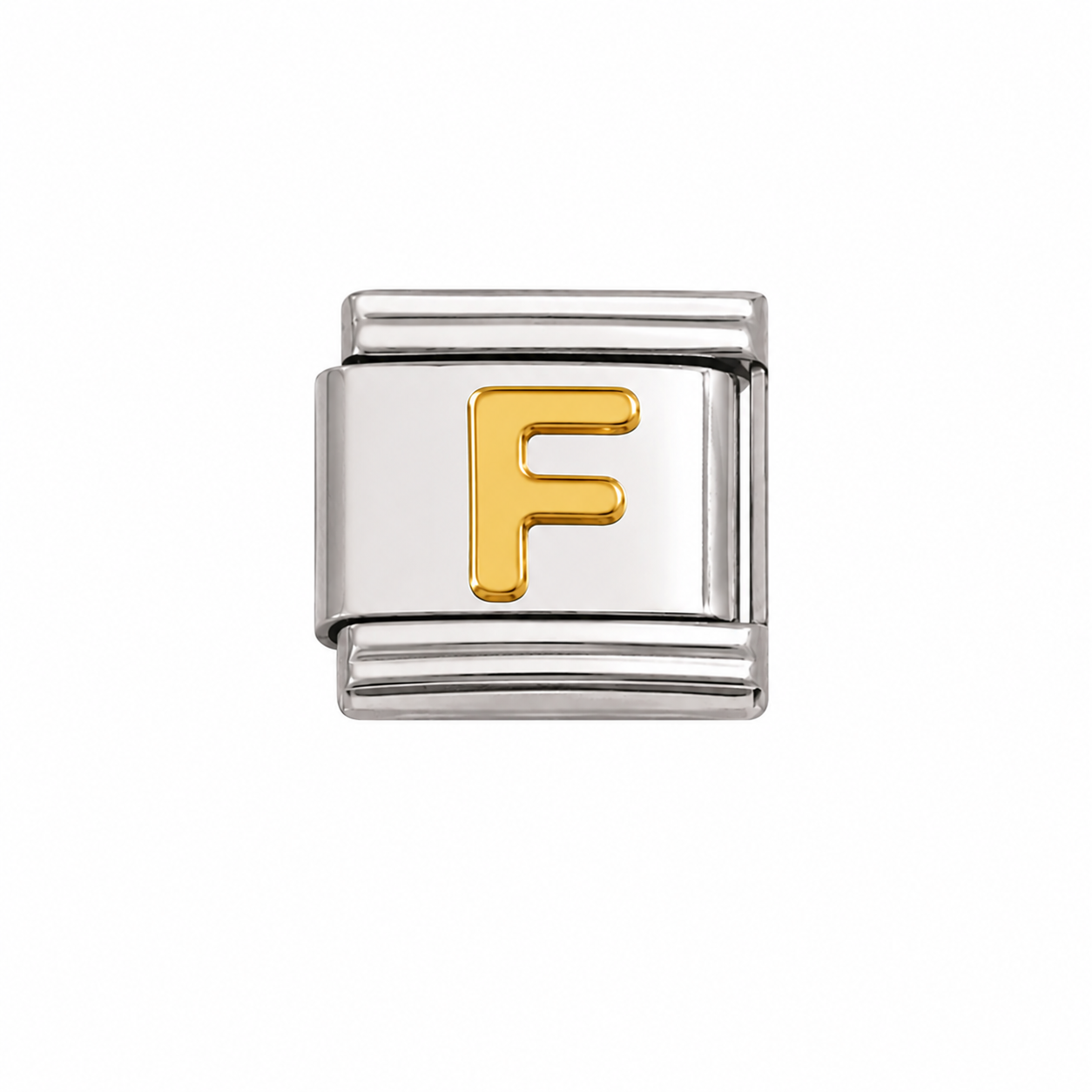 Gold Initial on Silver Charm F