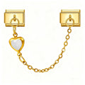 Pearl White Heart Safety Chain Charm — White