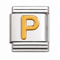 Gold Initial on Silver Charm P