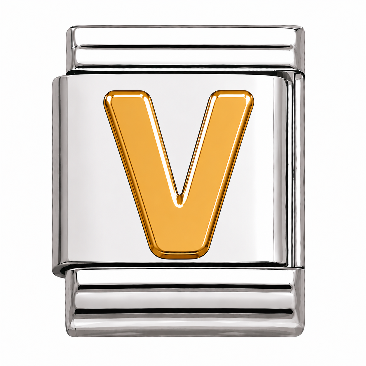 Gold Initial on Silver Charm V