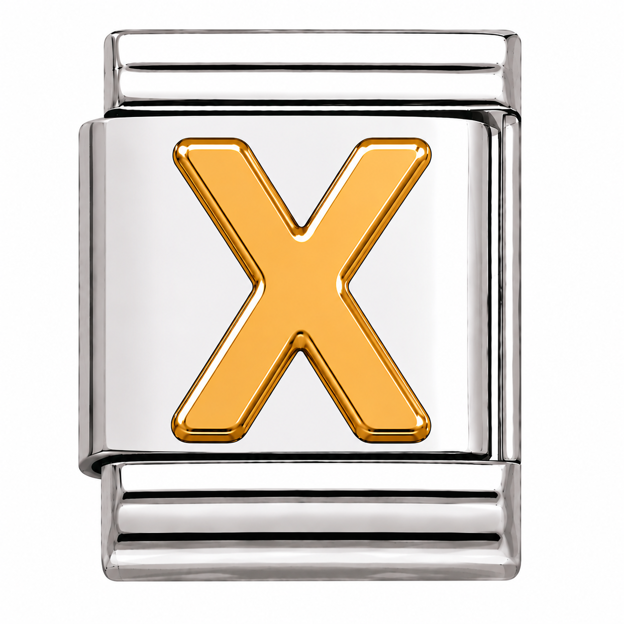 Gold Initial on Silver Charm X