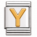 Gold Initial on Silver Charm Y