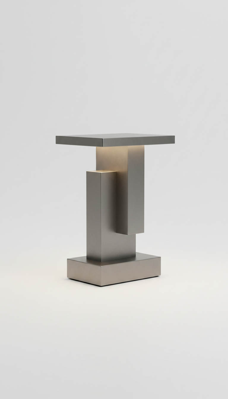Steel Grey Sculpted Table Lamp
